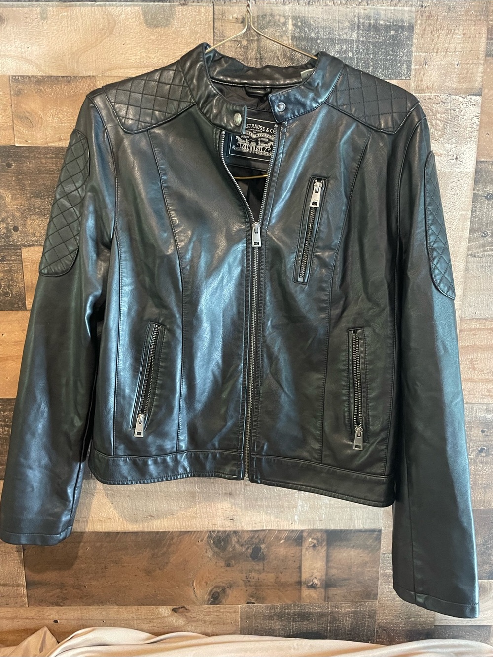 Levi’s Women’s Black Faux Leather Quilted Moto Jacket